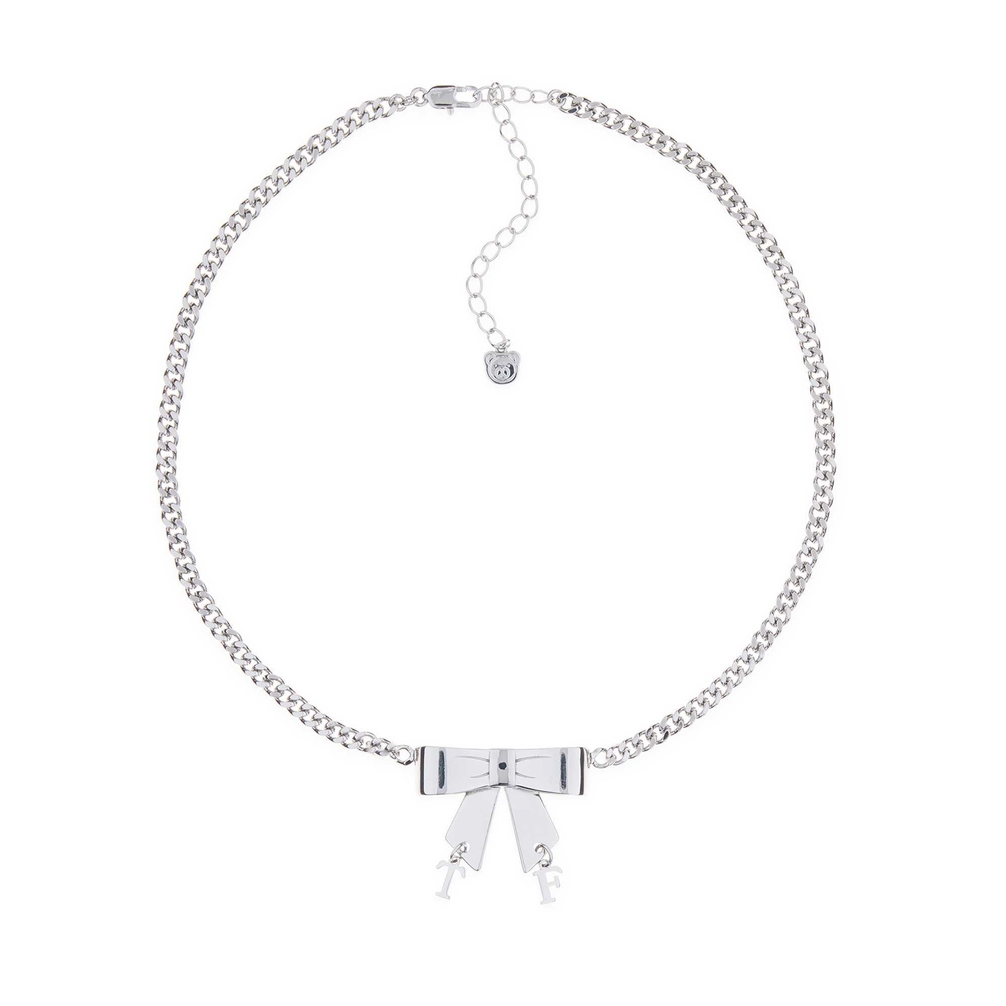 Silver Teddy Fresh Bow Chain Necklace | 7630QXBHP