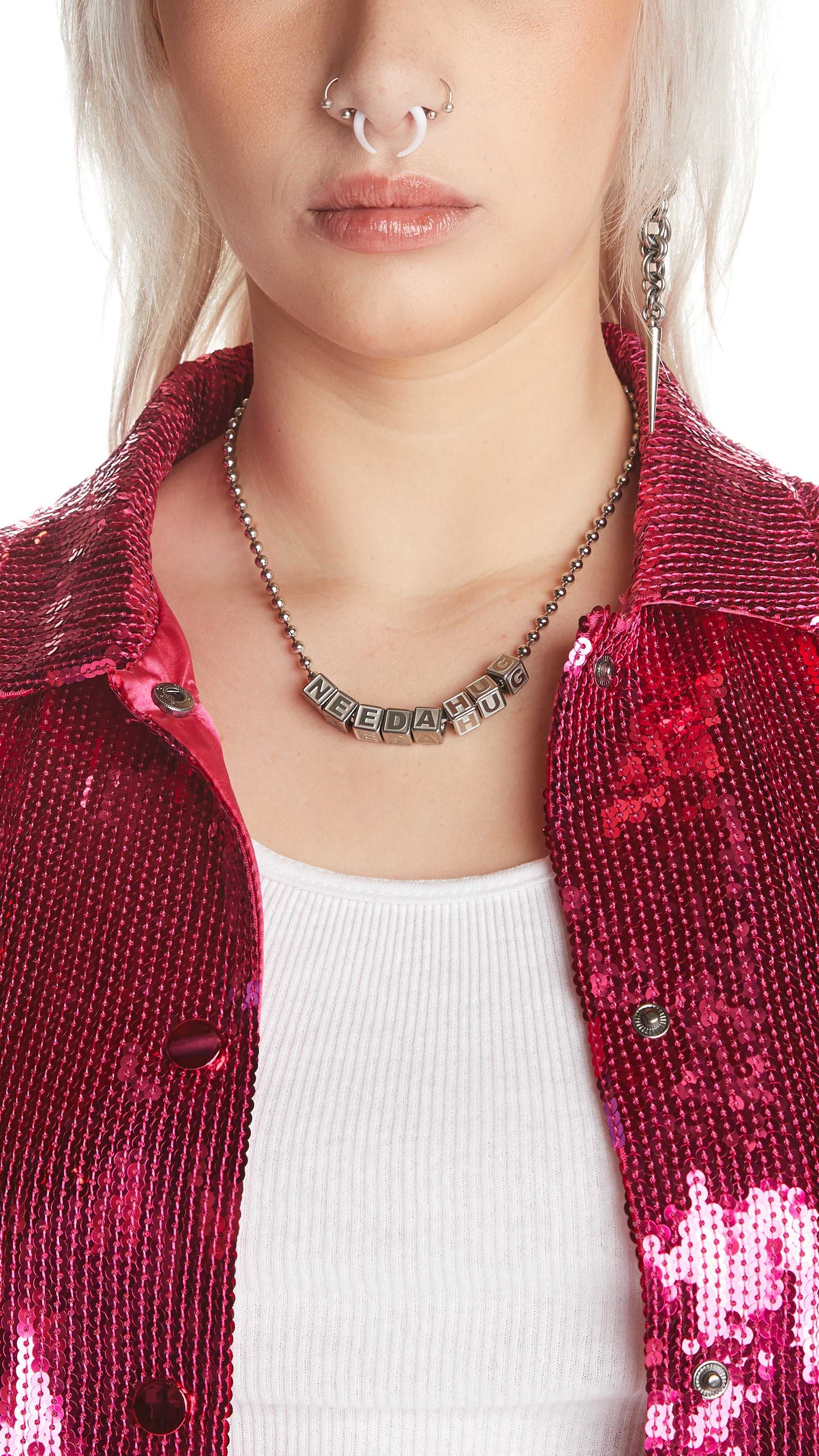 Silver Teddy Fresh Spell It Out Necklace | 6150FVBRK