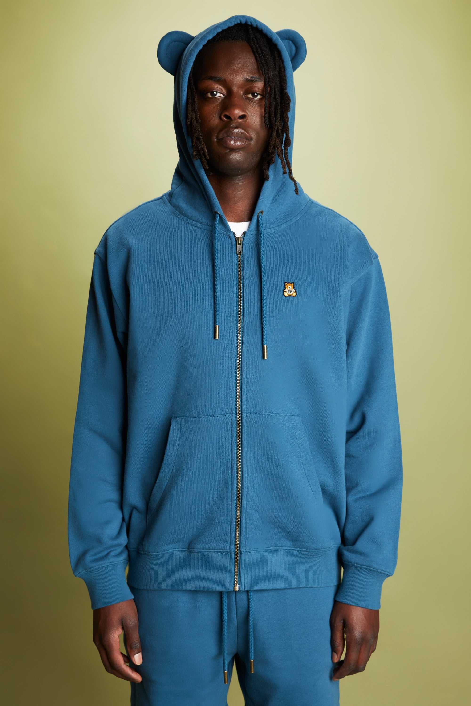 Teal Teddy Fresh Classic Bear Ear Zip Hoodie | 3152DSAWN