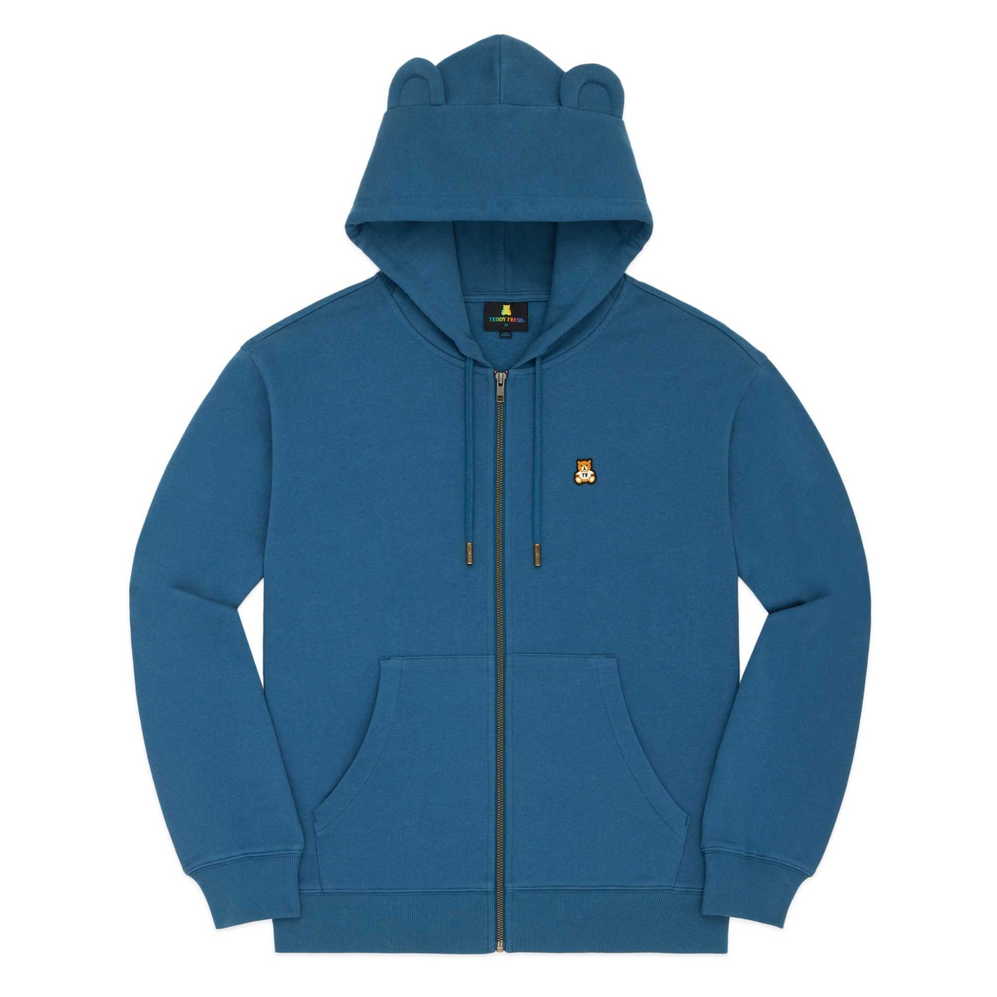 Teal Teddy Fresh Classic Bear Ear Zip Hoodie | 3152DSAWN