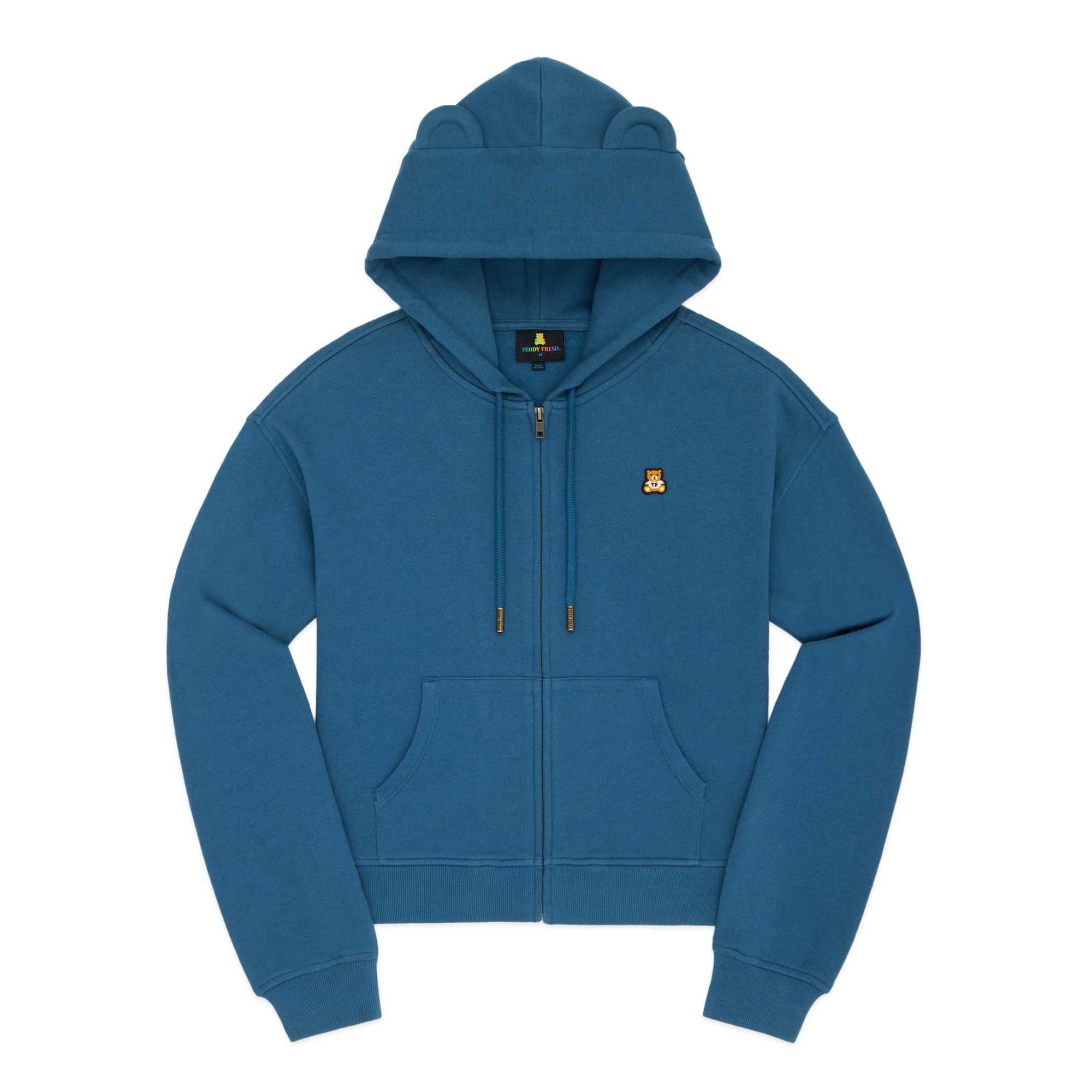 Teal Teddy Fresh Classic Bear Ear Zip Hoodie | 6841QVAET