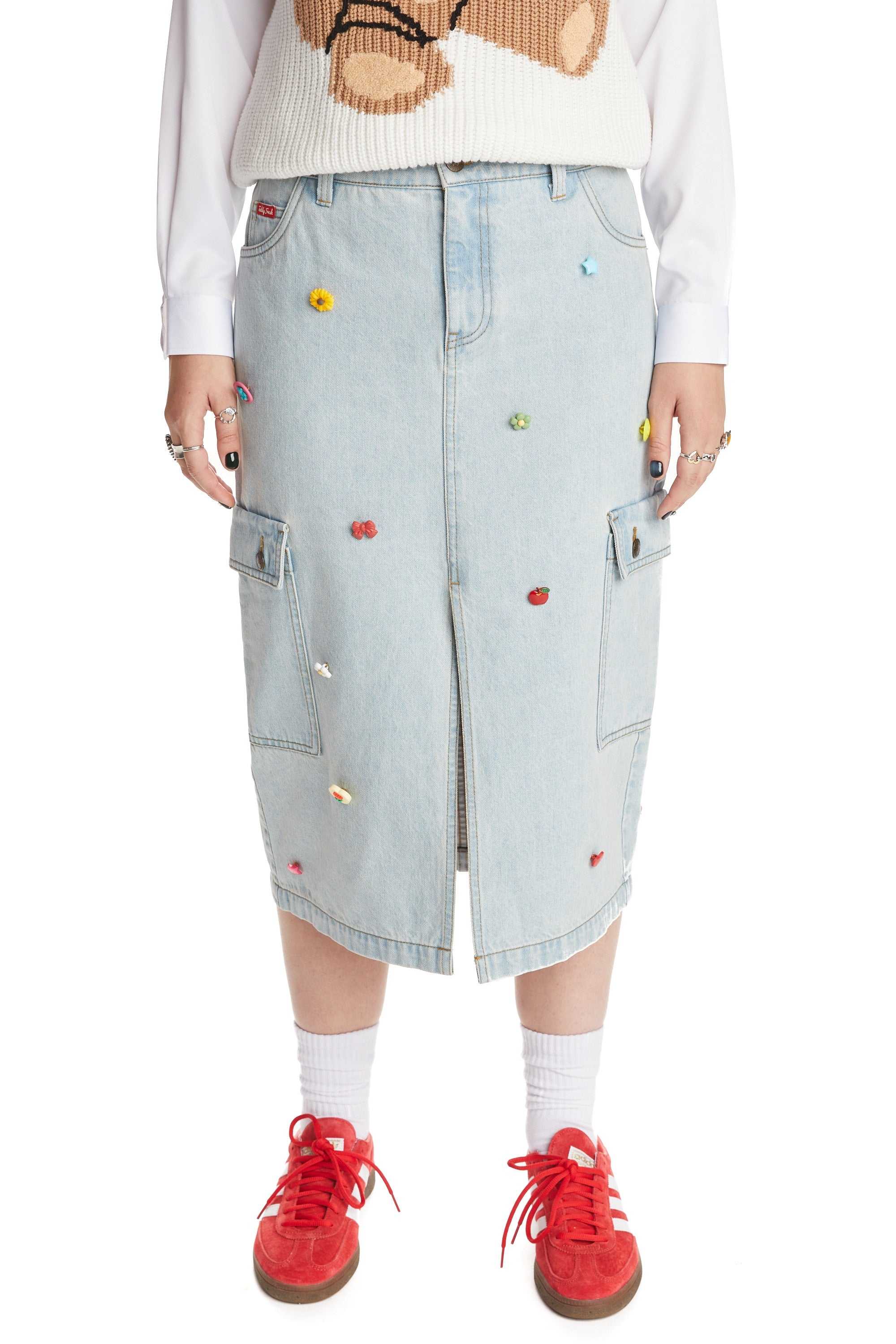 Washed Denim Teddy Fresh Denim Cargo Skirt | 9680SVJEN