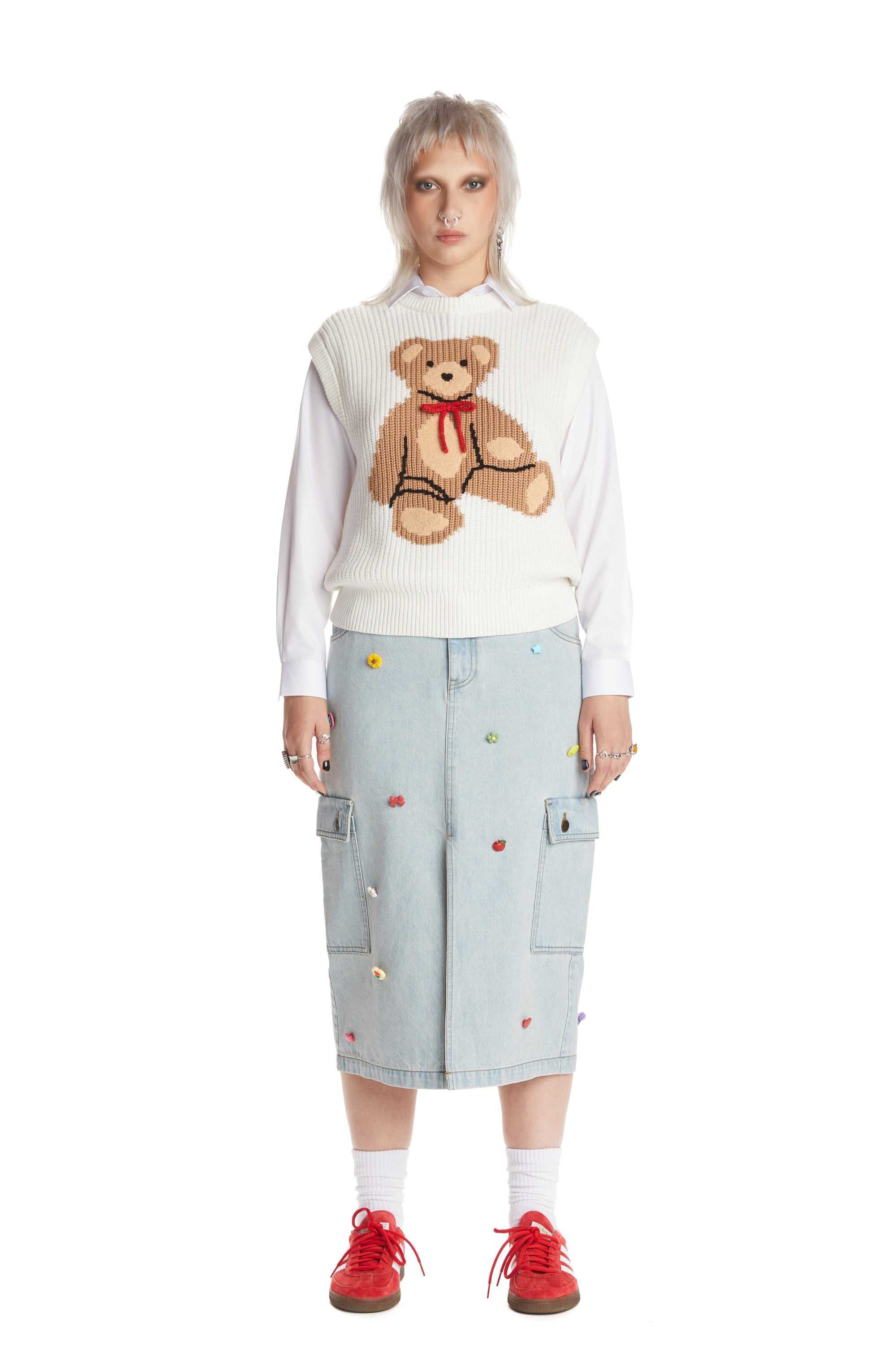 Washed Denim Teddy Fresh Denim Cargo Skirt | 9680SVJEN