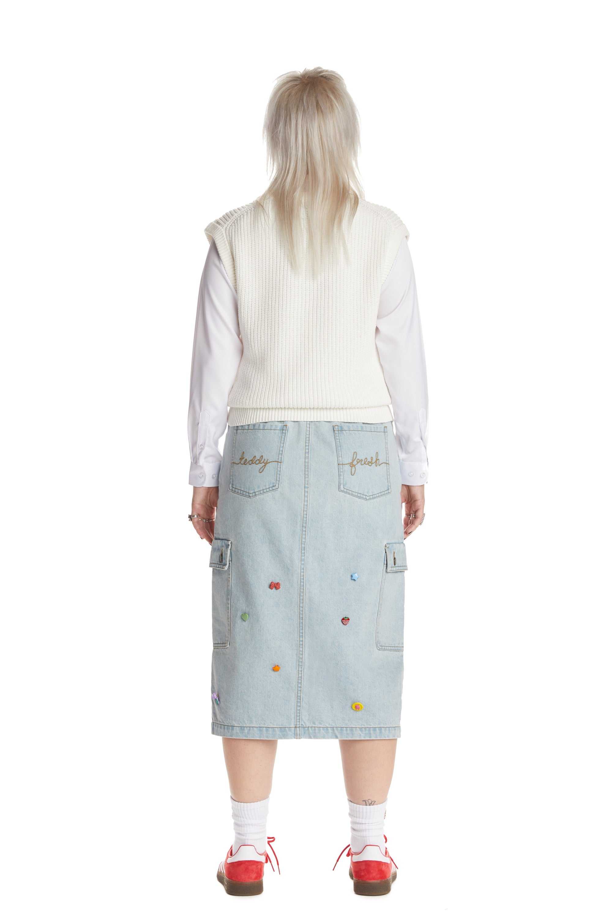 Washed Denim Teddy Fresh Denim Cargo Skirt | 9680SVJEN