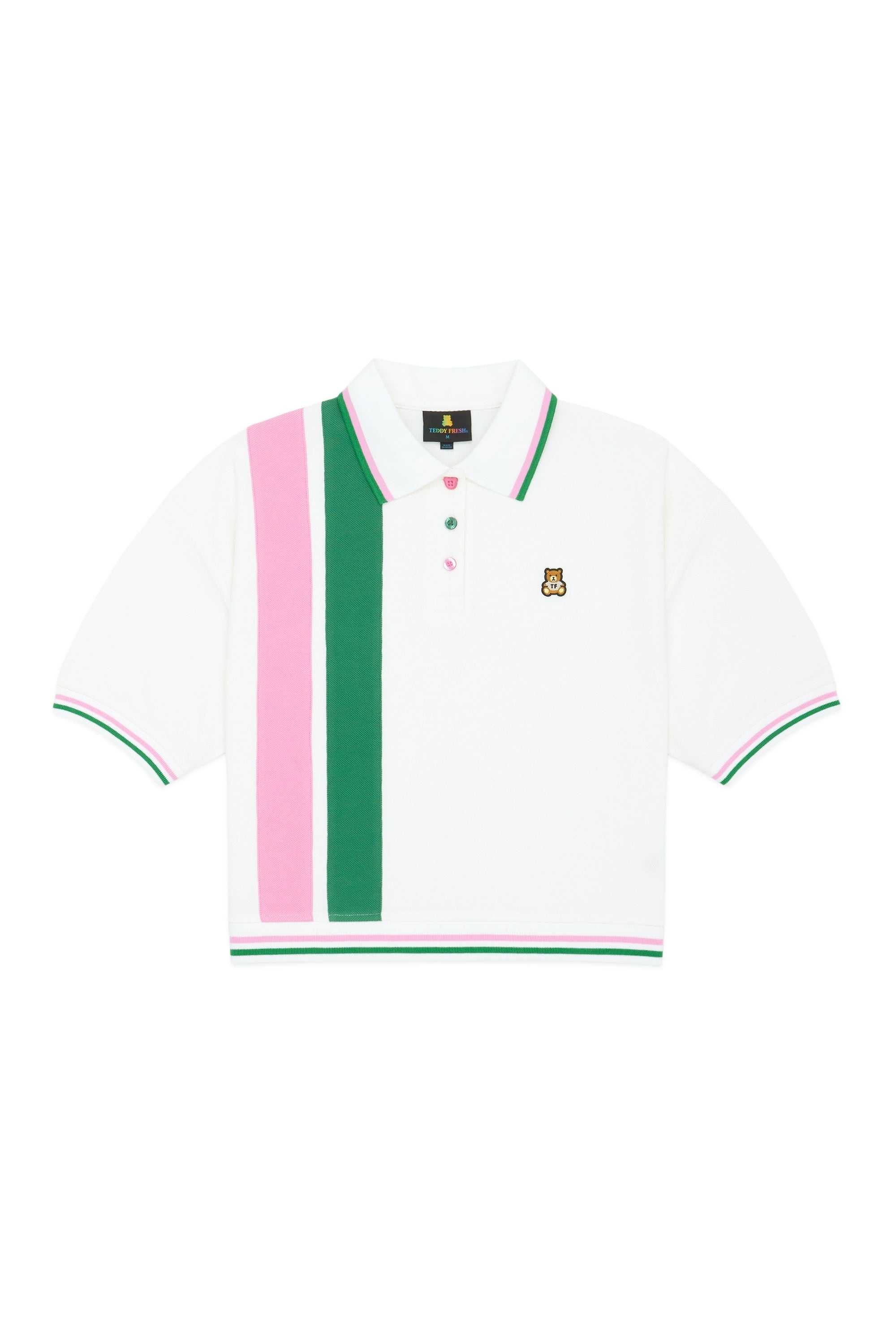 White Multi Teddy Fresh Striped Button Pique Shirt | 6975ZDLSK