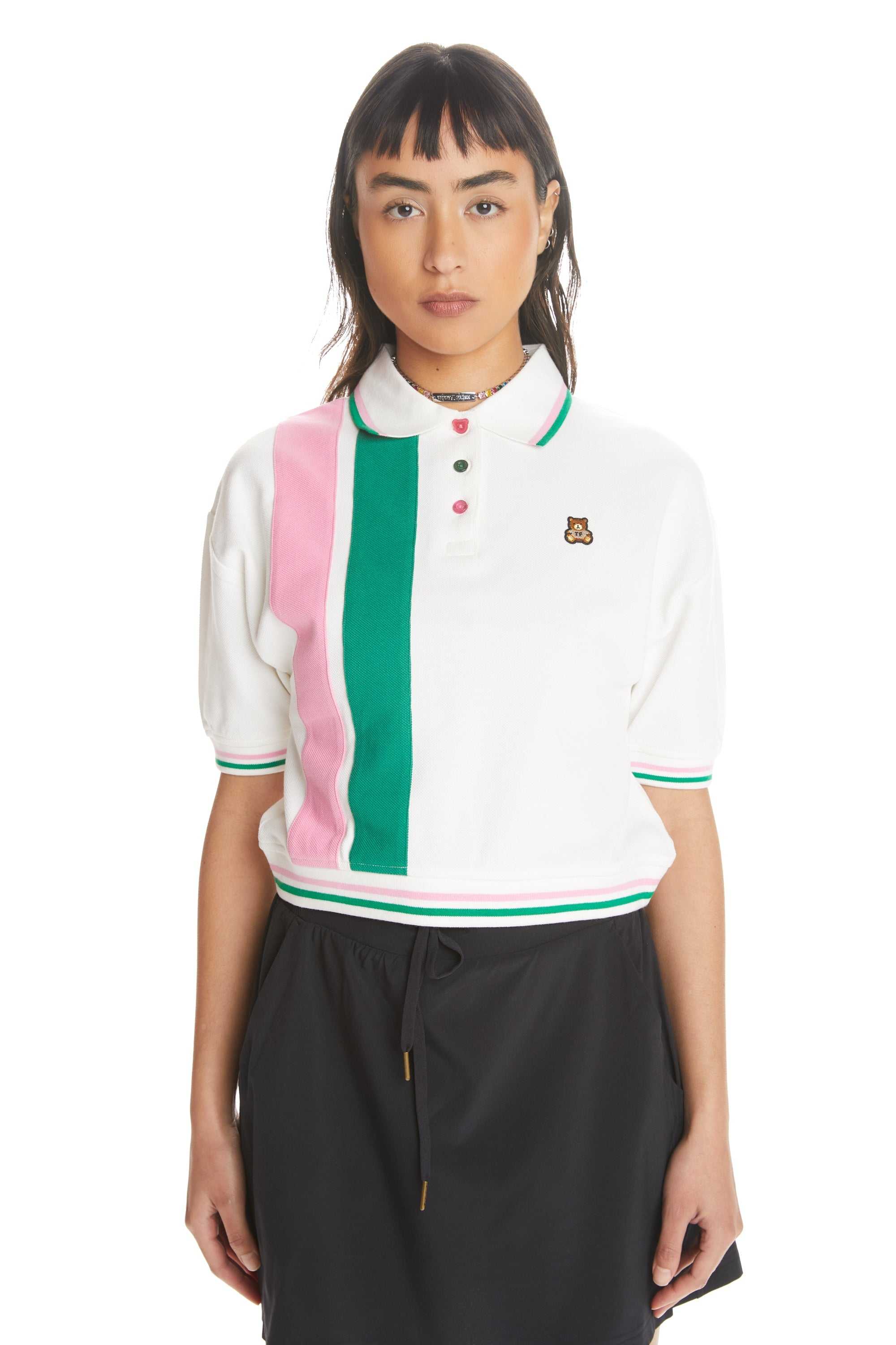 White Multi Teddy Fresh Striped Button Pique Shirt | 6975ZDLSK