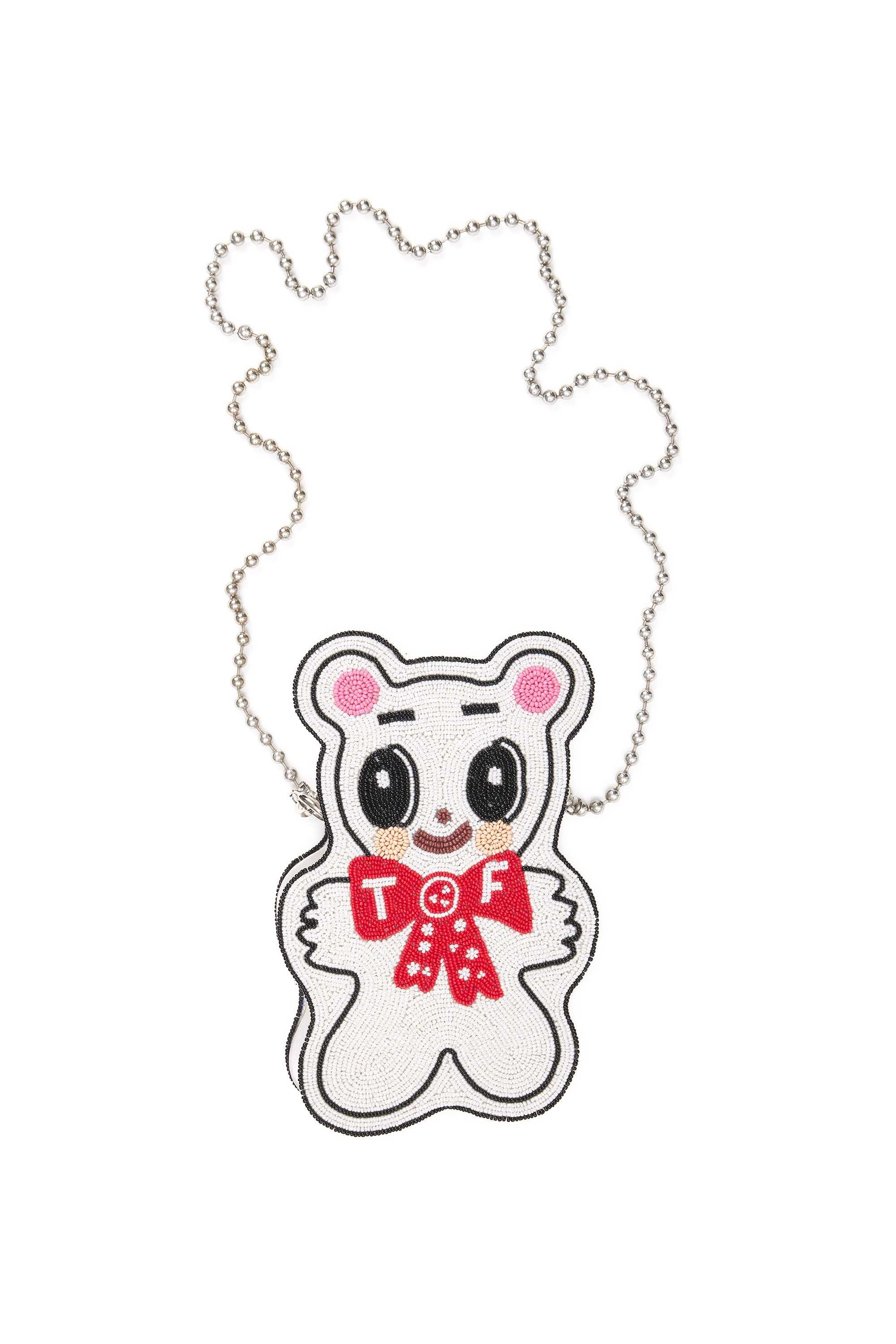 White Teddy Fresh Beaded Bear Purse | 0387XFCOV