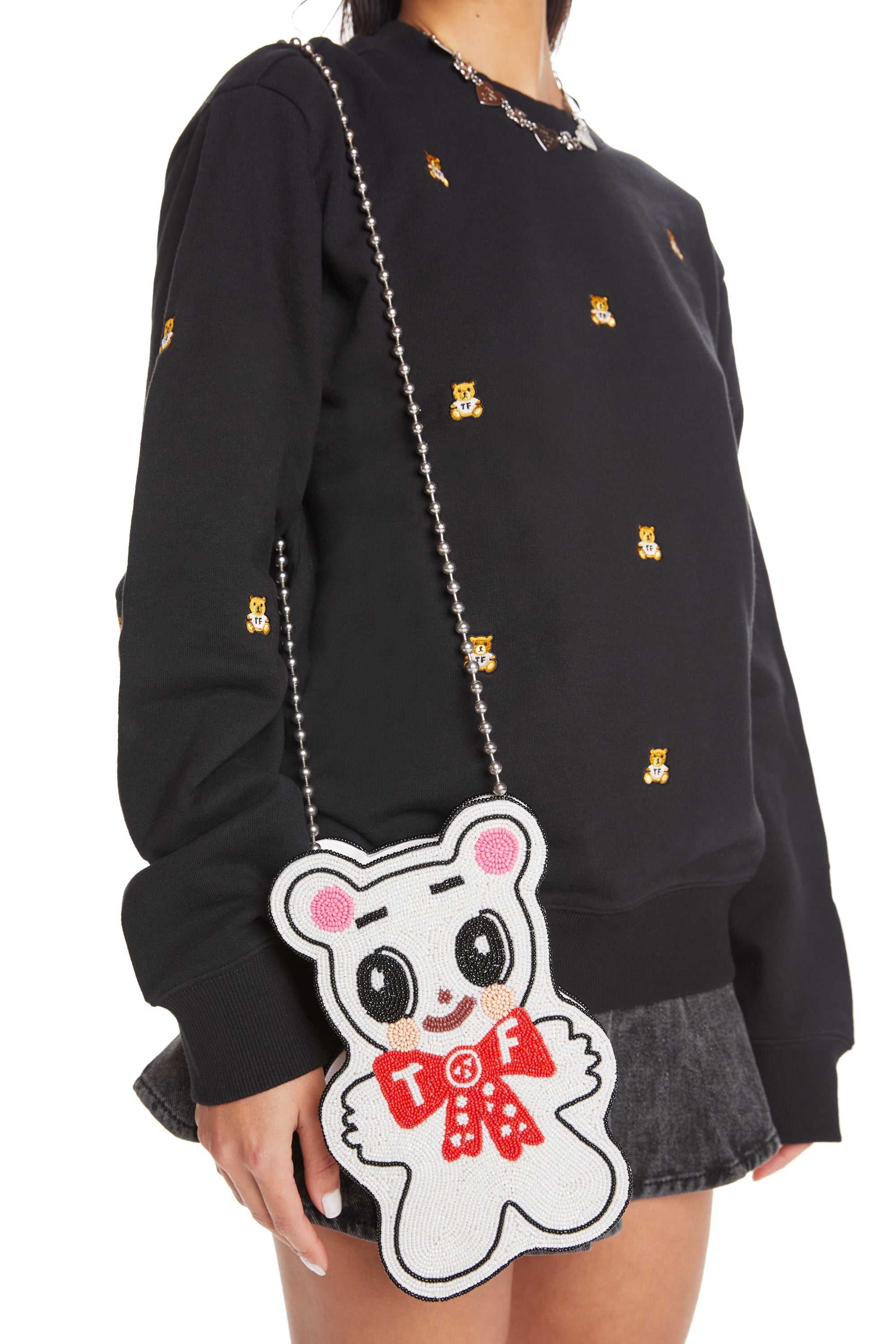 White Teddy Fresh Beaded Bear Purse | 0387XFCOV