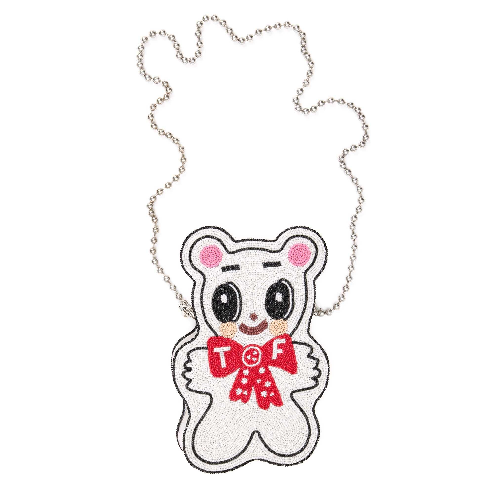 White Teddy Fresh Beaded Bear Purse | 0387XFCOV