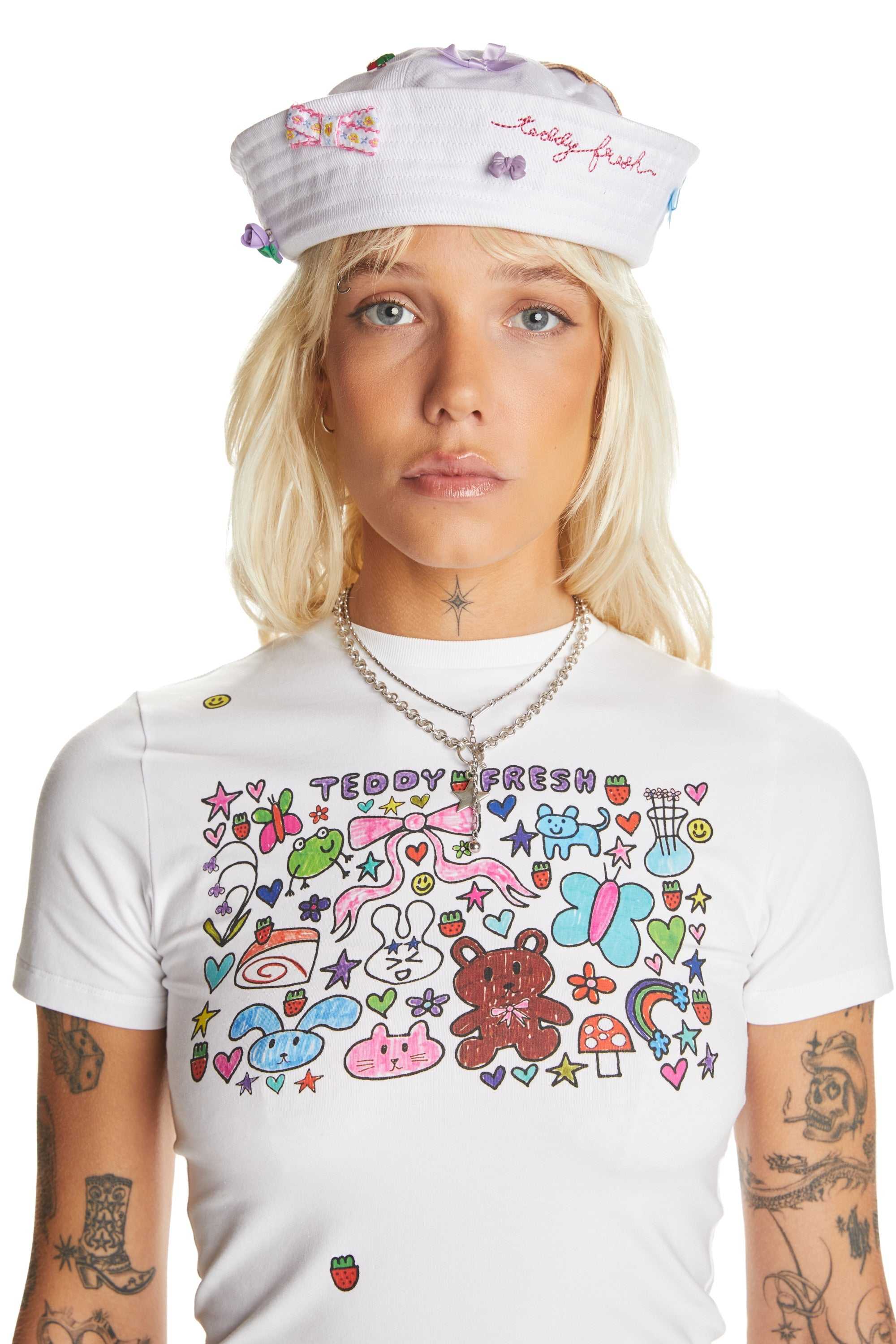 White Teddy Fresh Charms Sailor Hat | 2098AEIZK