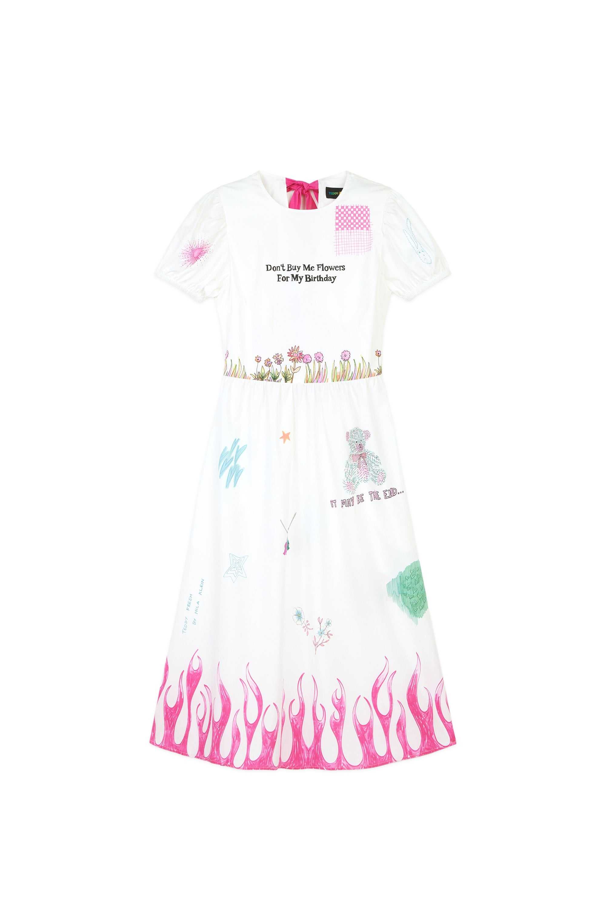 White Teddy Fresh Don't Buy Me Flowers Dress | 0195TOPRA