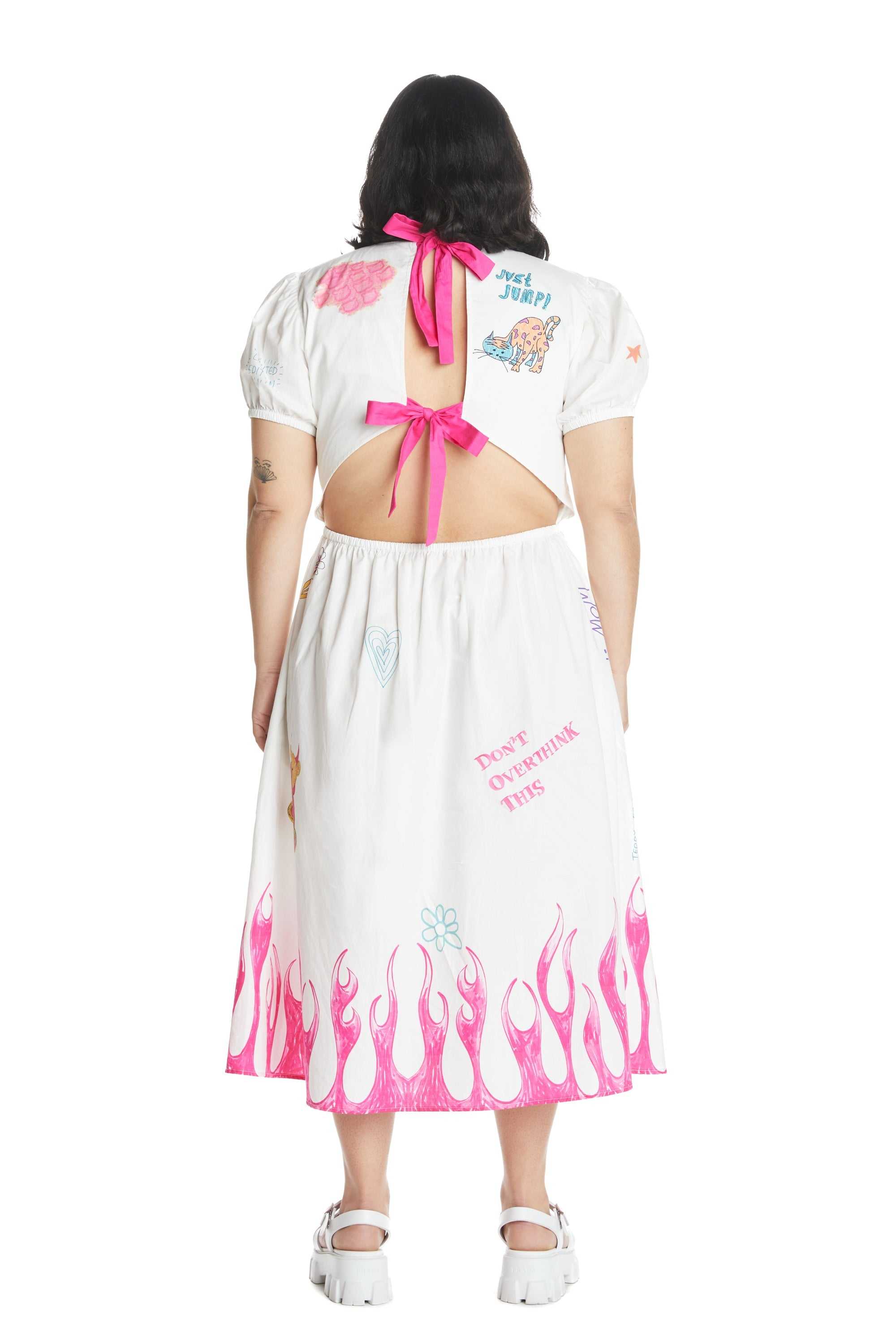 White Teddy Fresh Don't Buy Me Flowers Dress | 0195TOPRA