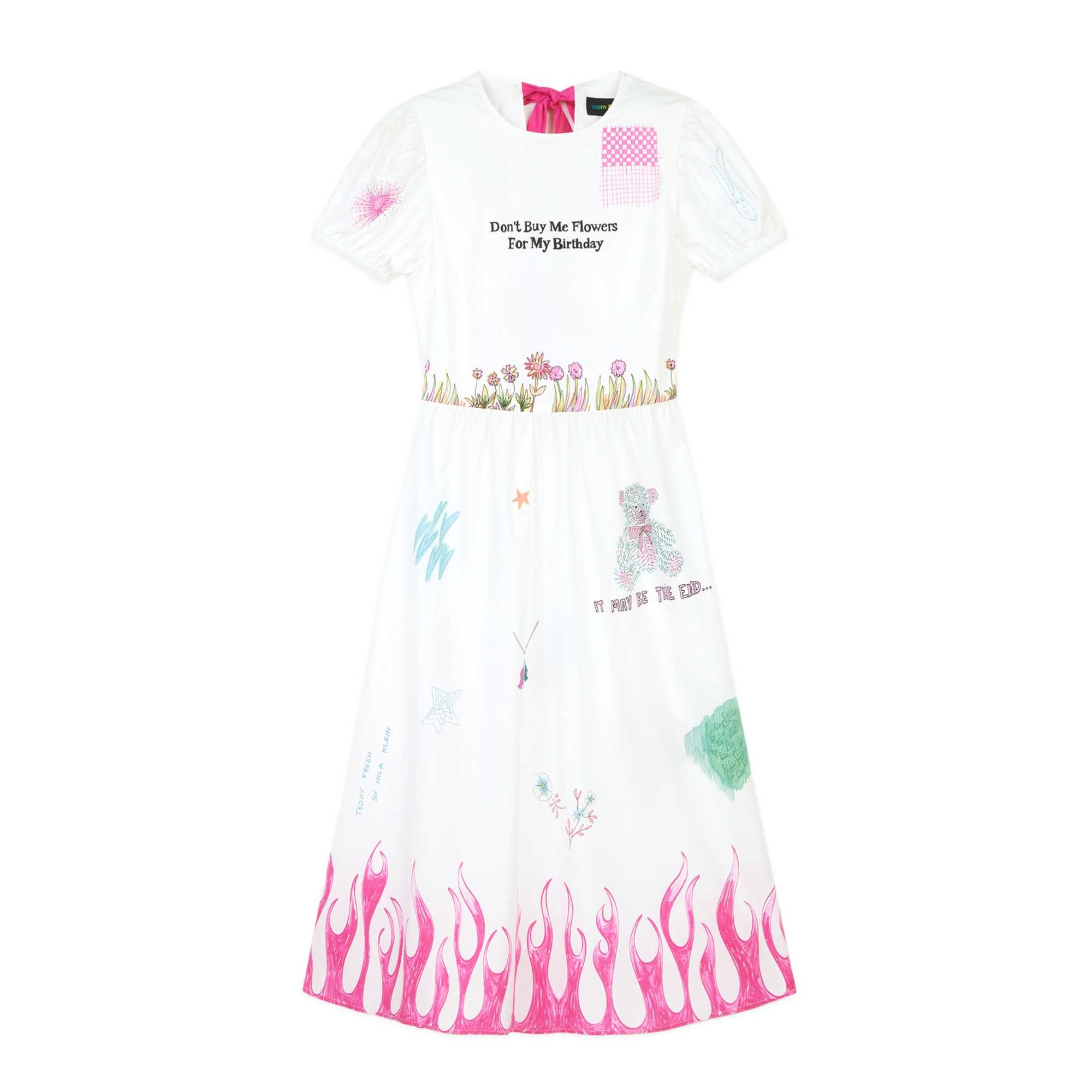 White Teddy Fresh Don\'t Buy Me Flowers Dress | 0195TOPRA