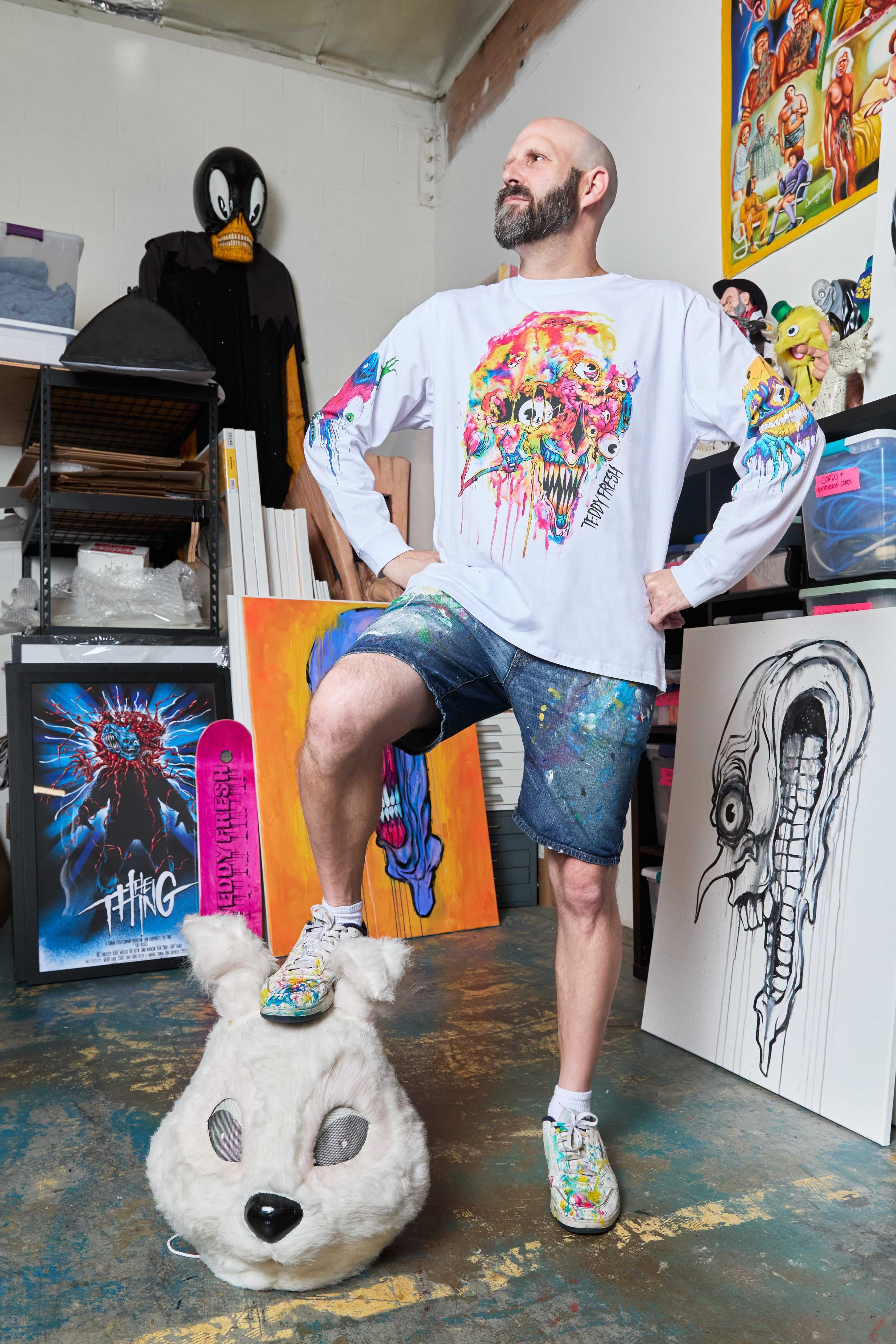 White Teddy Fresh TF x Alex Pardee Dripping Tee | 2678MOEJK