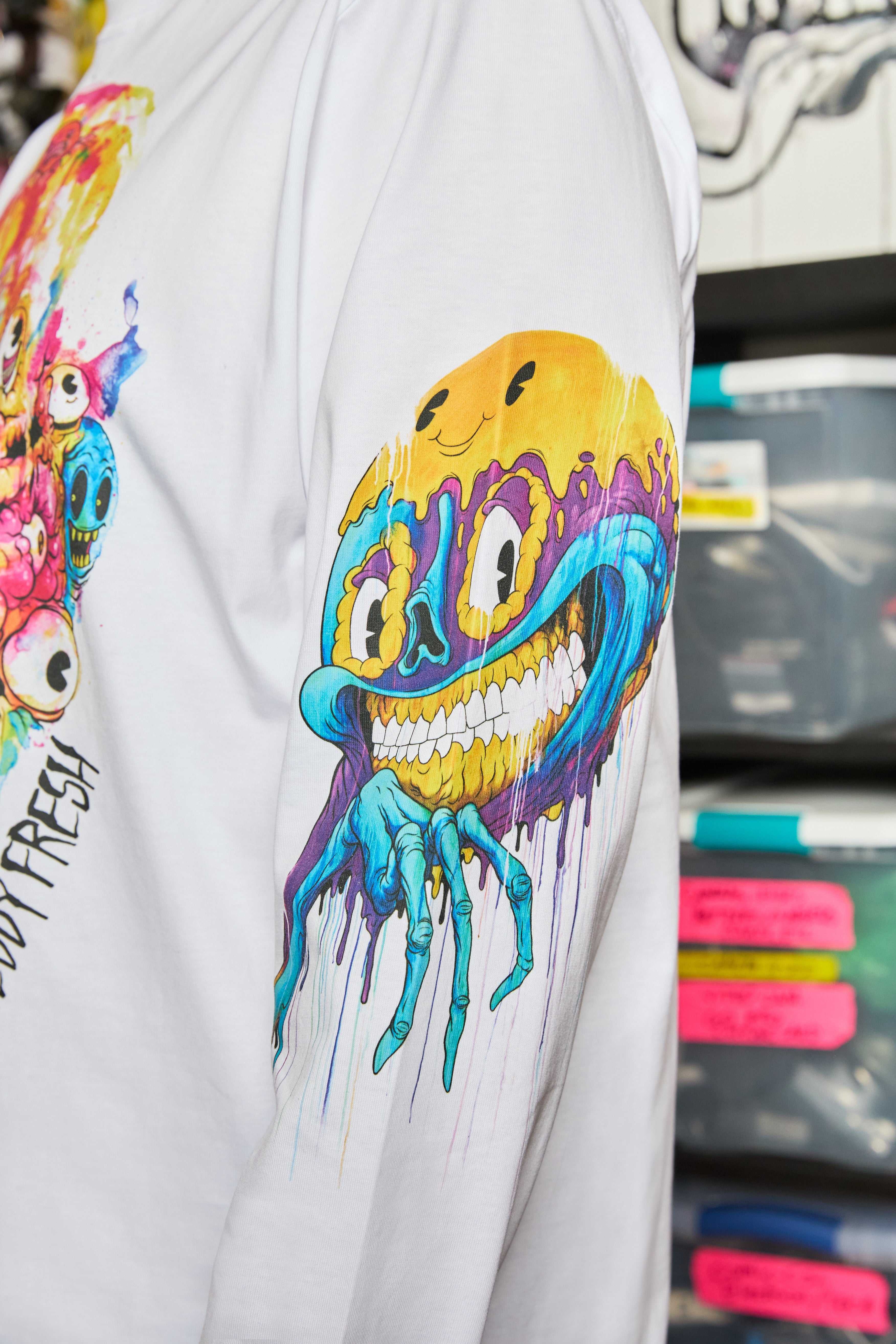 White Teddy Fresh TF x Alex Pardee Dripping Tee | 2678MOEJK