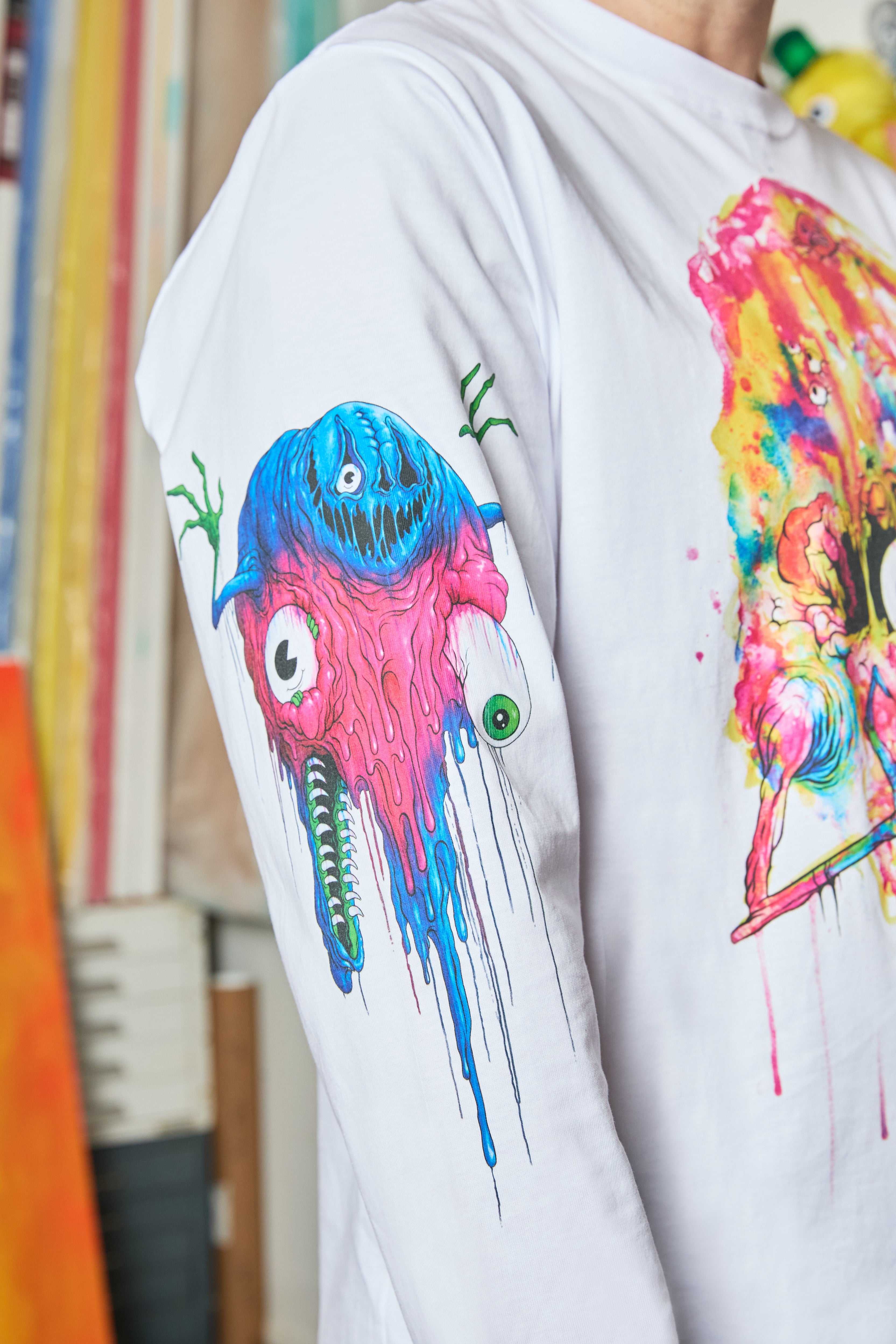 White Teddy Fresh TF x Alex Pardee Dripping Tee | 2678MOEJK