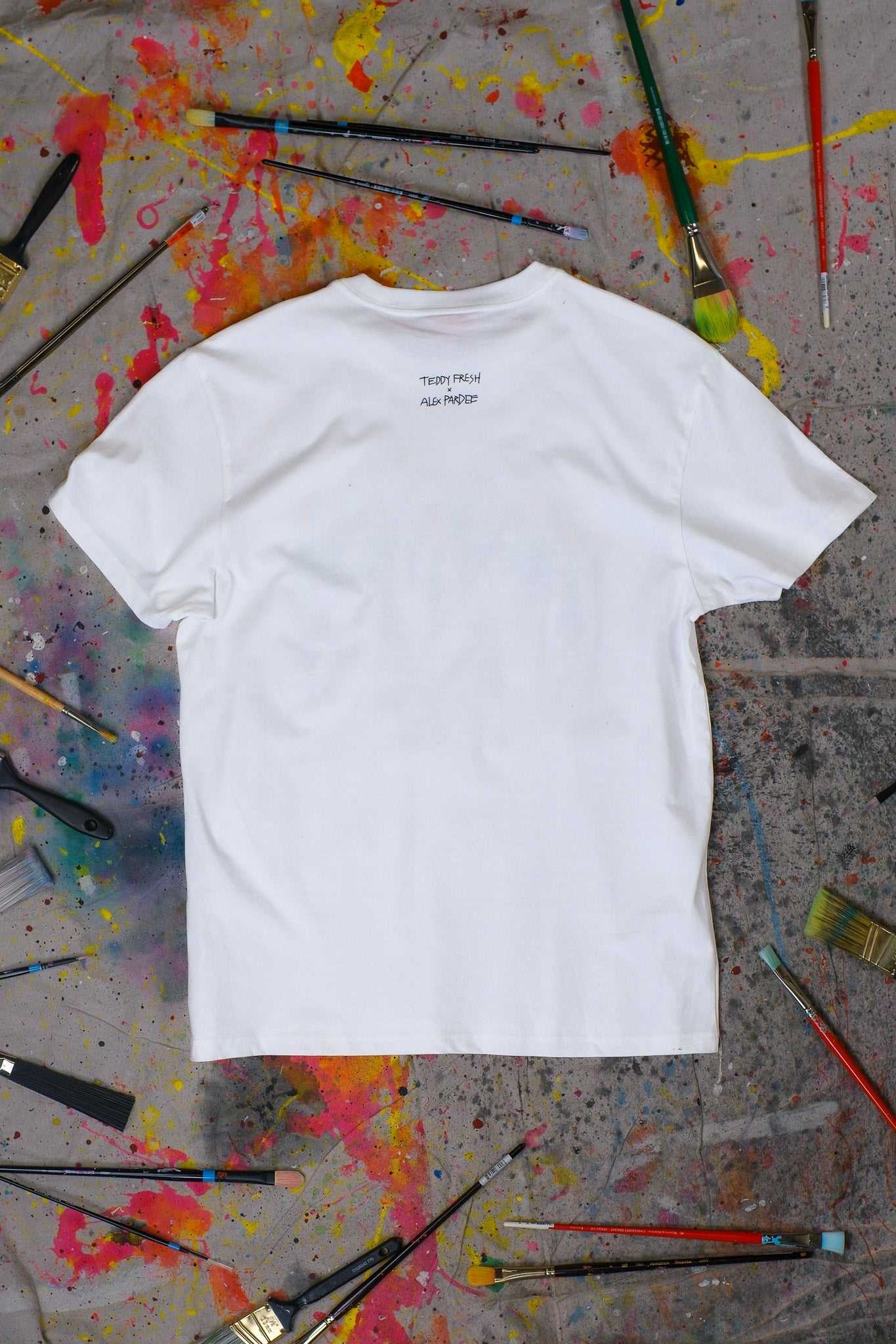 White Teddy Fresh TF x Alex Pardee Monster Logo Tee | 1042RGOIE