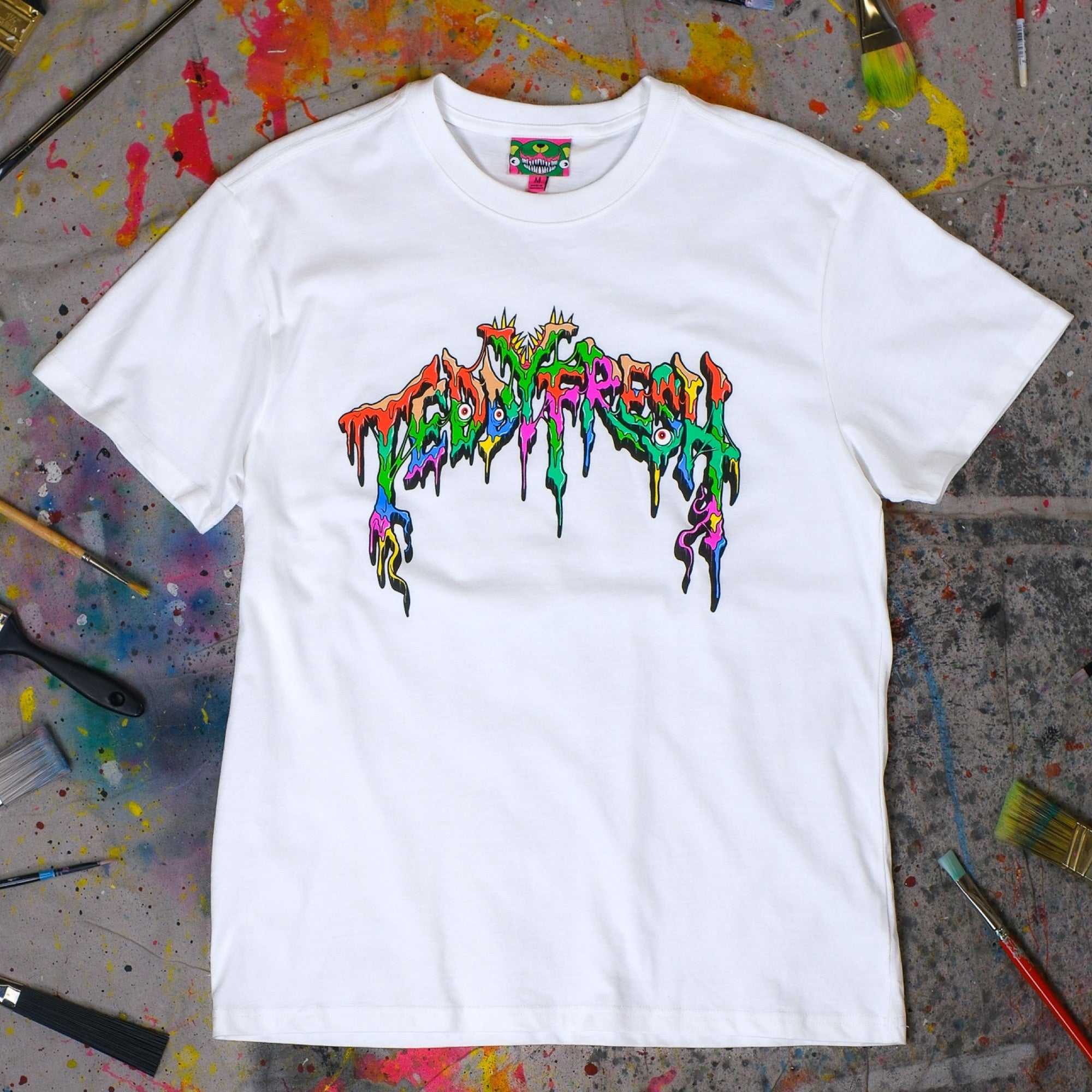 White Teddy Fresh TF x Alex Pardee Monster Logo Tee | 1042RGOIE