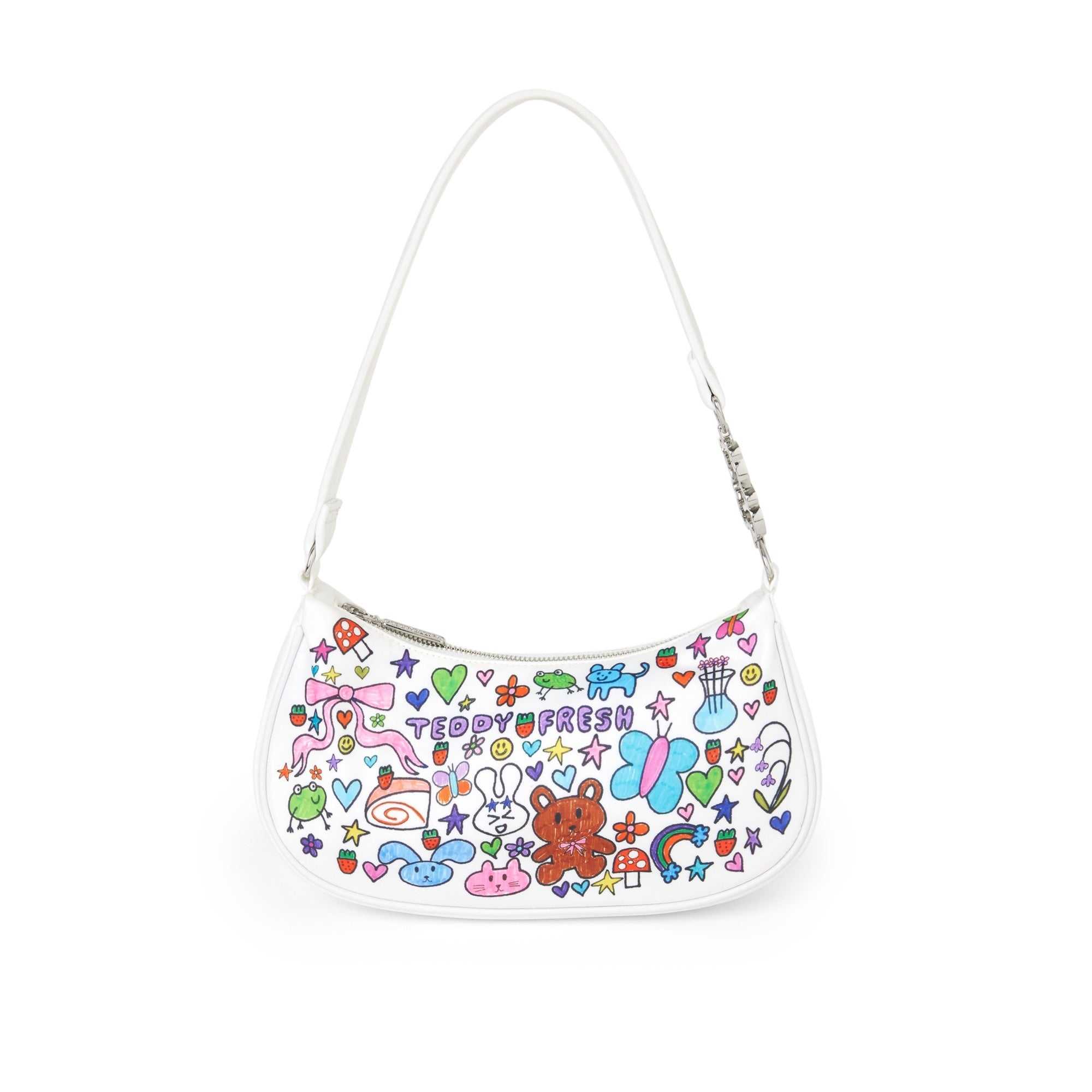 White Teddy Fresh TF x Blo_oberry Characters Fancy Bag | 3064JNXKI