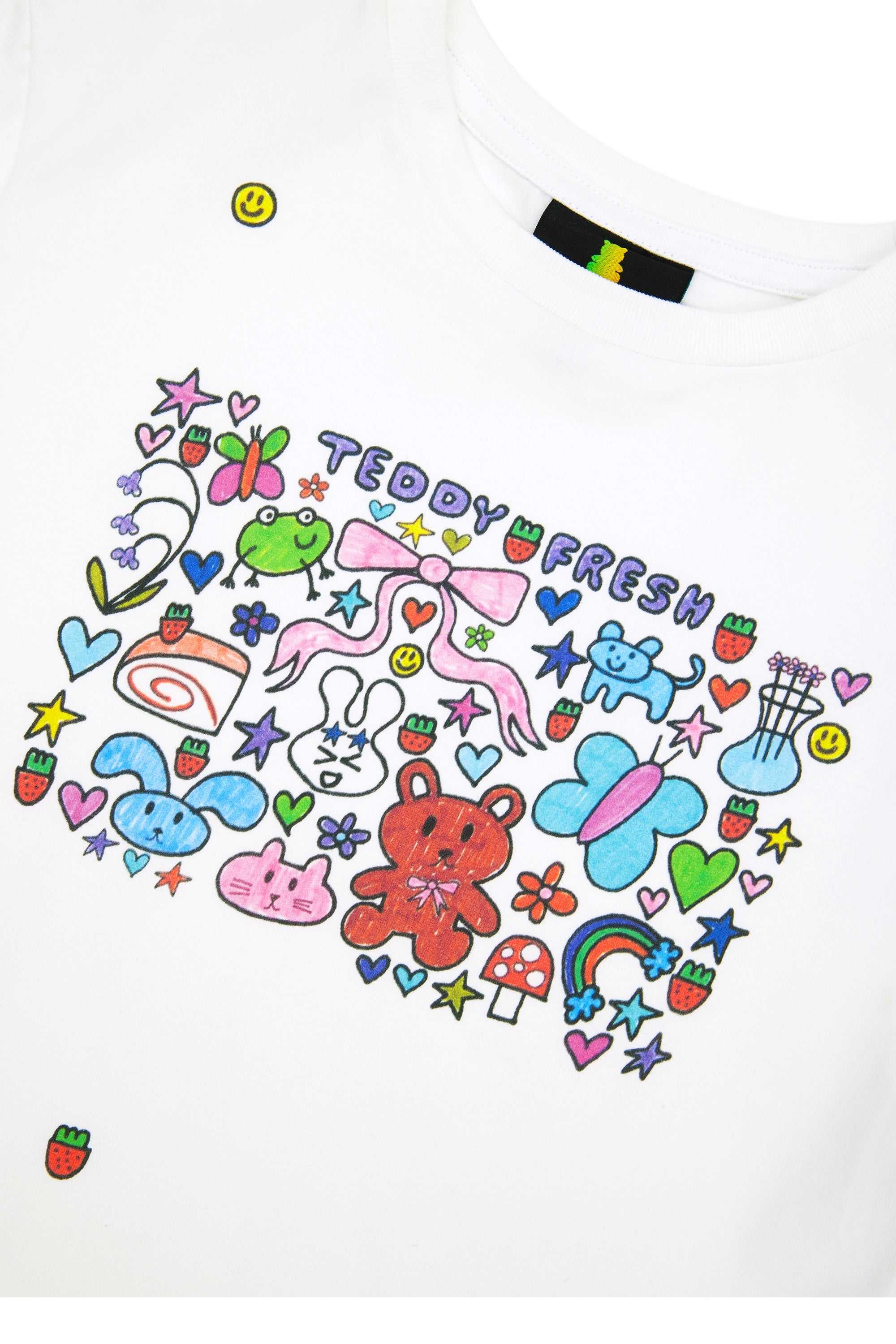 White Teddy Fresh TF x Blo_oberry Fitted Tee | 8392VDWKB