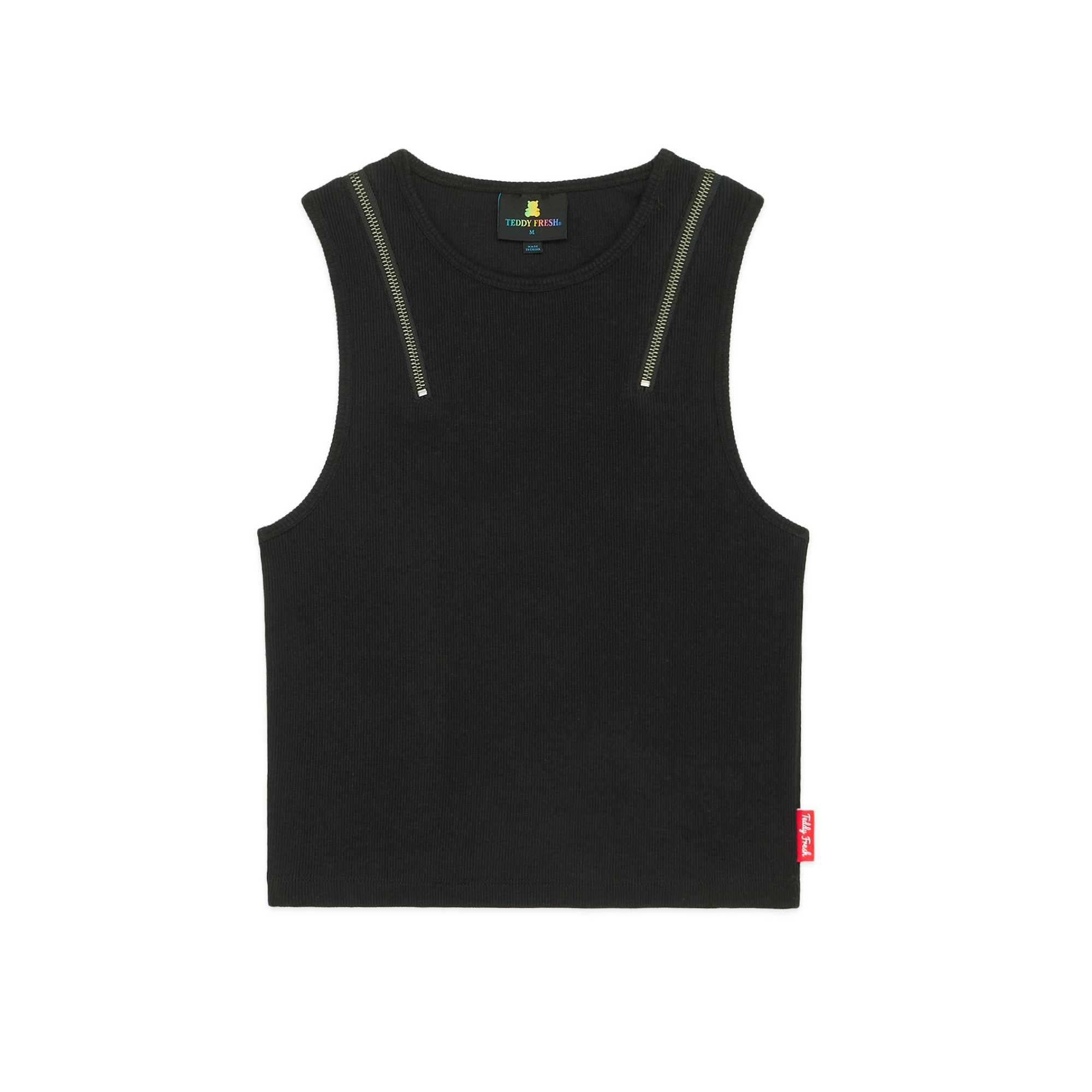 White Teddy Fresh Zip Straps Tank Top | 4978ILSGH