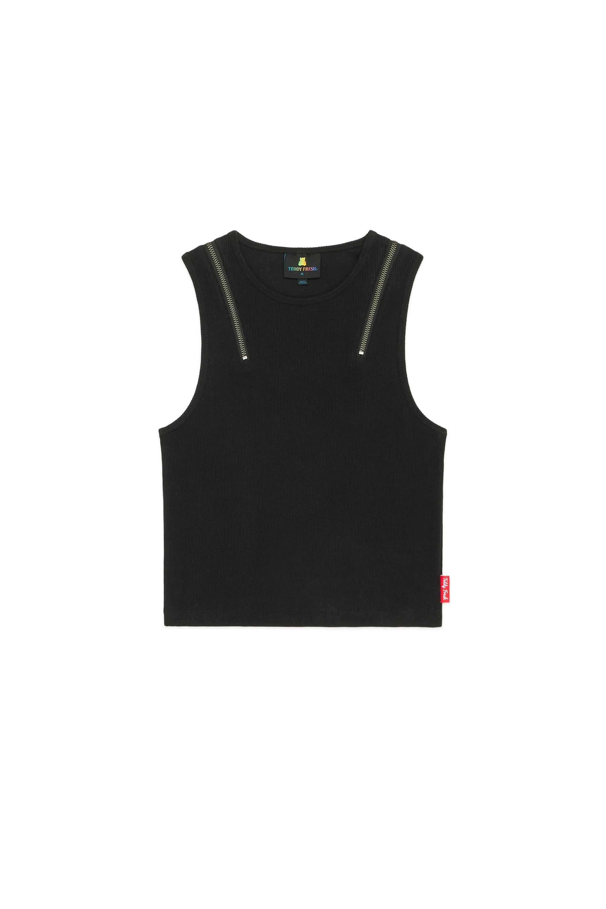 White Teddy Fresh Zip Straps Tank Top | 4978ILSGH