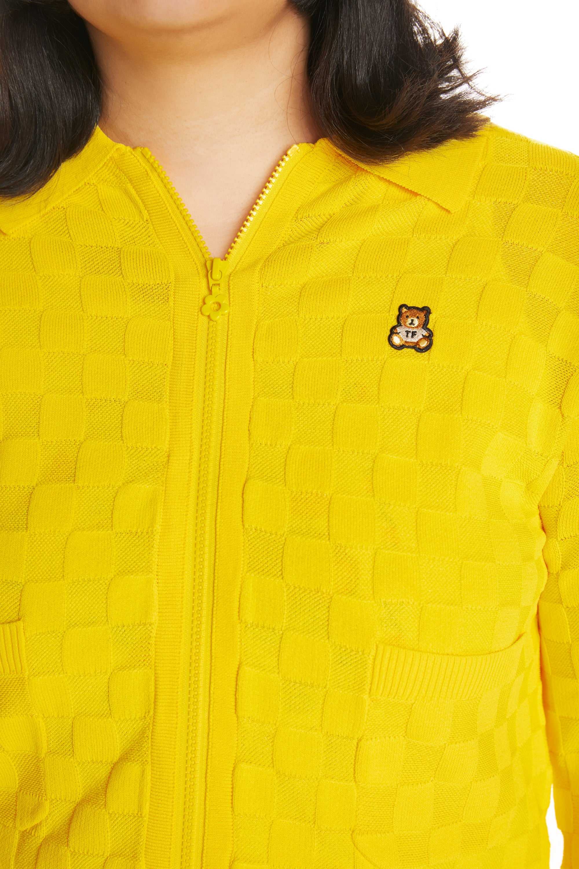 Yellow Teddy Fresh Check Zip Cardigan | 5679SNQFJ