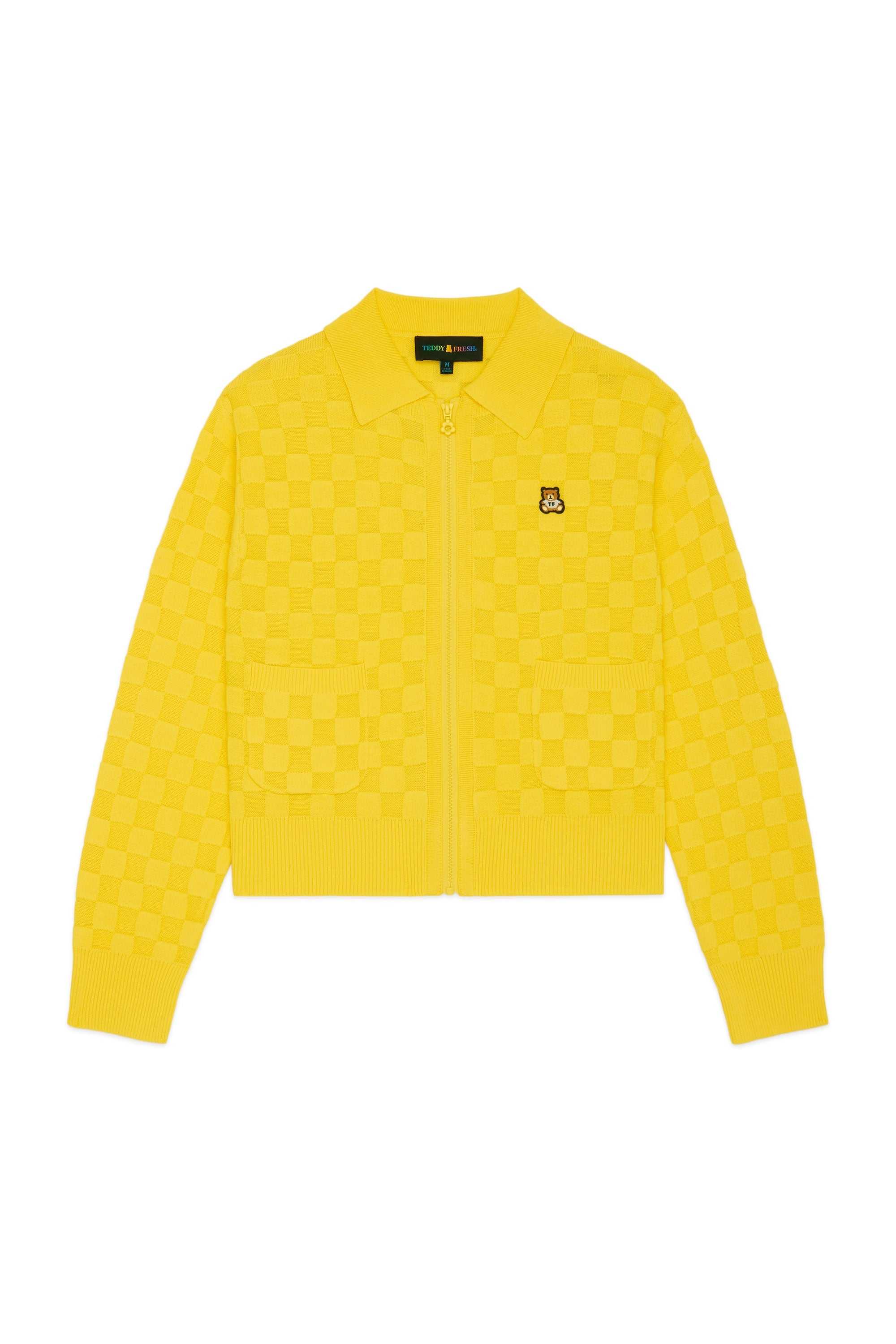 Yellow Teddy Fresh Check Zip Cardigan | 5679SNQFJ