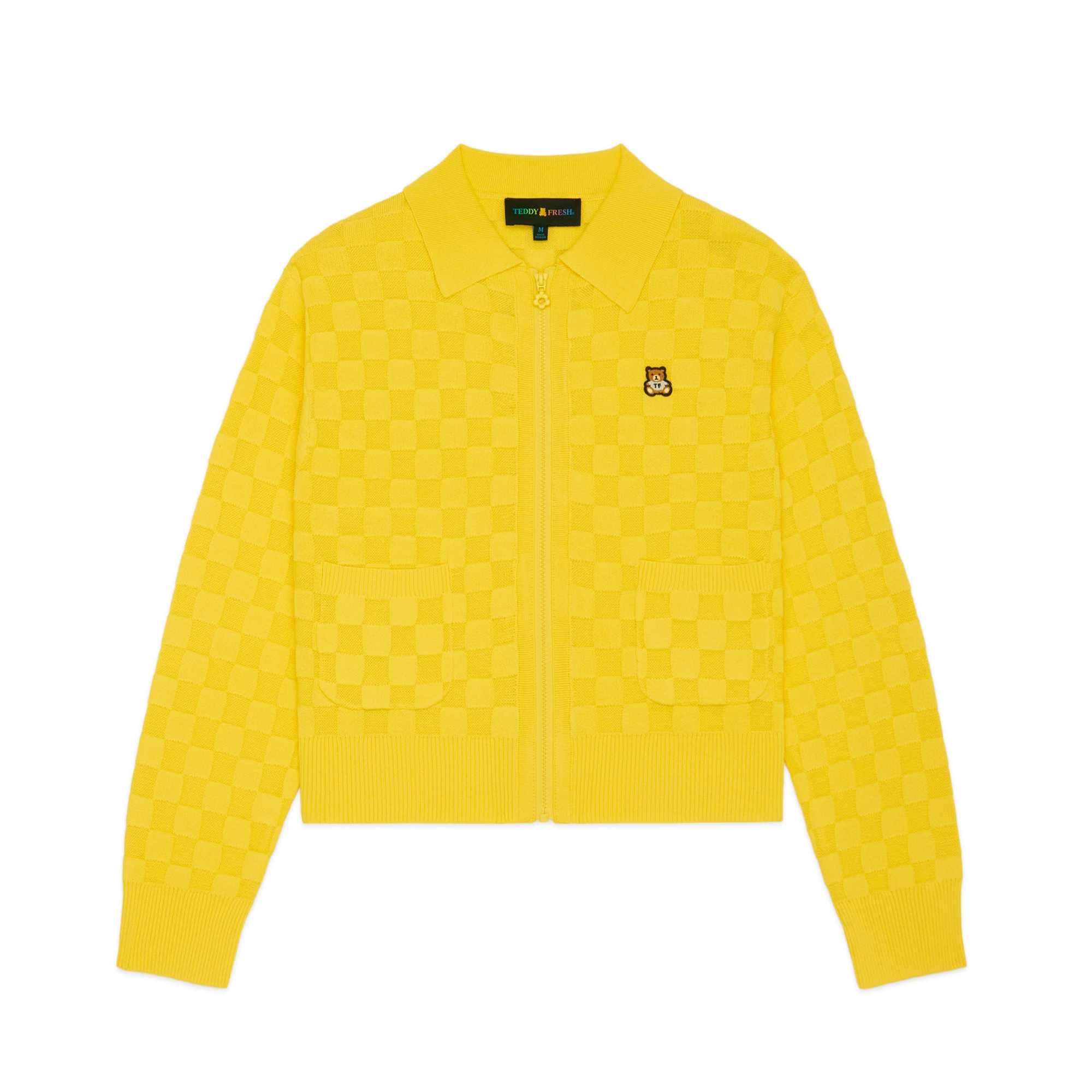 Yellow Teddy Fresh Check Zip Cardigan | 5679SNQFJ